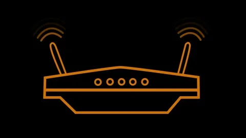 Flat Animated Minimal Router Sending Out Network Wave Signals Stock Footage 316716752