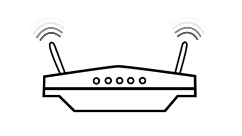 Flat Animated Minimal Router Sending Out Network Wave Signals Stock Footage 316716763