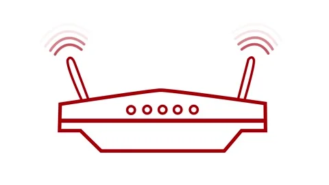 Flat Animated Minimal Router Sending Out Network Wave Signals Stock Footage 316716778