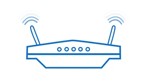 Flat Animated Minimal Router Sending Out Network Wave Signals Stock Footage 316716786