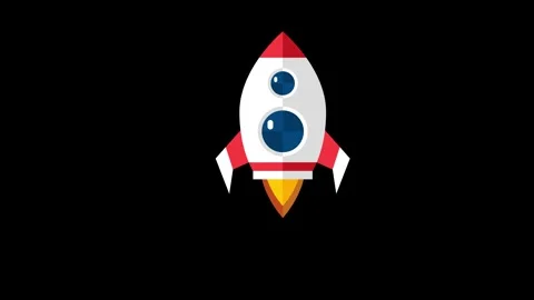 Flat Animated Space Exploration Elements and Solar System Loop Stock Footage 345923327
