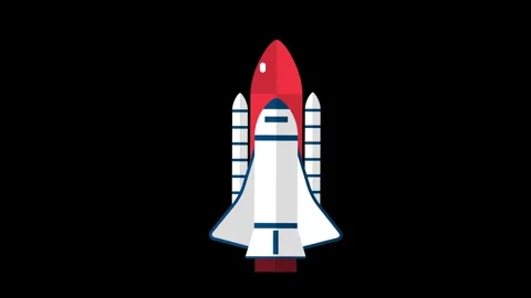 Flat Animated Space Exploration Elements and Solar System Loop Stock Footage 345923376