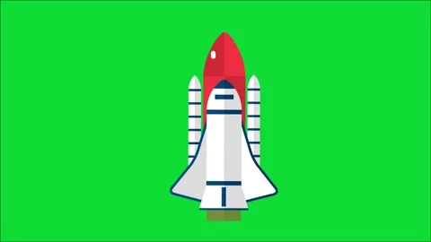 Flat Animated Space Exploration Elements and Solar System Loop Stock Footage 345923397