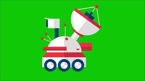 Flat Animated Space Exploration Elements and Solar System Loop Stock Footage 345923418