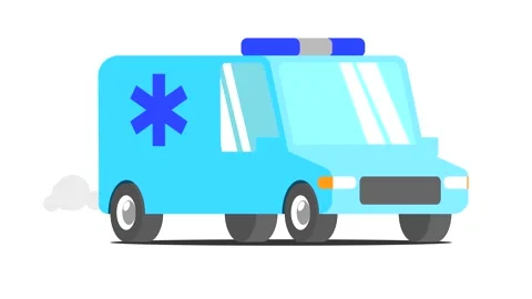 Flat animation ambulance on white background. Isolate Stock Footage 144689216
