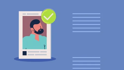 Flat animation of a bearded man's profile picture appearing with a green ch.. Stock Footage 339337666