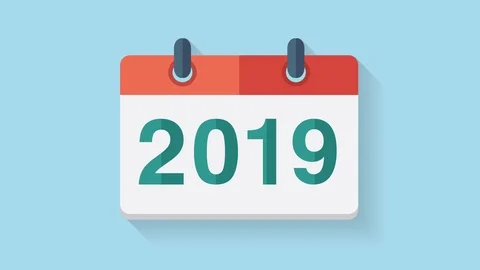 Flat animation calendar icon 2019 Video stock 97207536