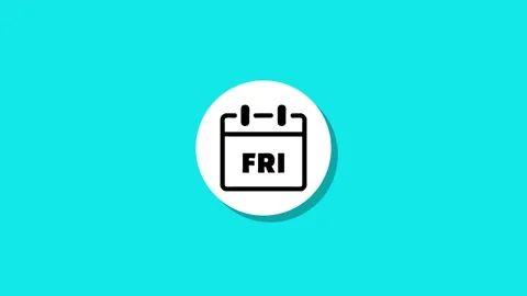 Flat animation of calendar icon with Friday abbreviation on teal background.. Stock Footage 329273005