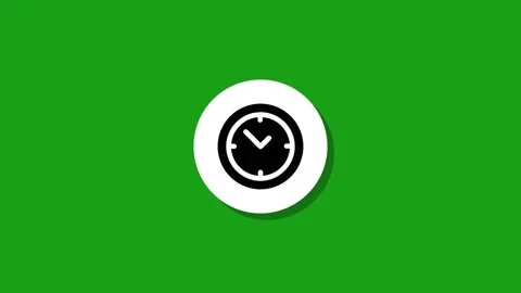 Flat animation of clock icon on green background with popping effect for de.. Stock Footage 327762403