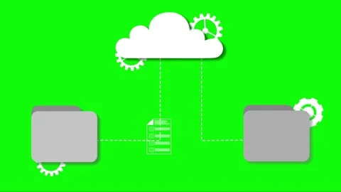 Flat animation of cloud storage syncing folders and file animation Stock Footage 334762405