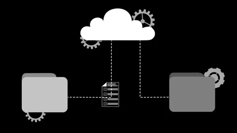 Flat animation of cloud storage syncing folders and file animation Stock Footage 334762683