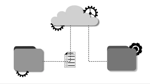Flat animation of cloud storage syncing folders and file animation Stock Footage 334763062