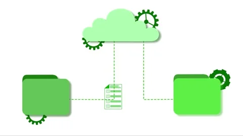 Flat animation of cloud storage syncing folders and file animation Stock Footage 334763105