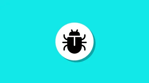 Flat animation of computer bug icon appearing on white circle with shadow o.. Stock Footage 327762709