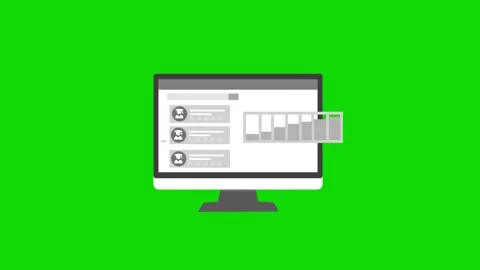 Flat animation of a desktop computer screen showing user reviews, chat bubb.. Stock Footage 337024052
