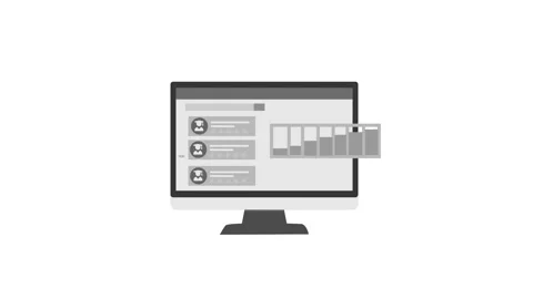 Flat animation of a desktop computer screen showing user reviews, chat bubb.. Stock Footage 337024057