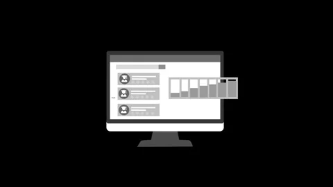 Flat animation of a desktop computer screen showing user reviews, chat bubb.. Stock Footage 337024065