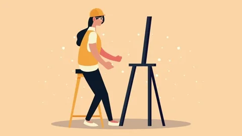 Flat animation of female architect working with digital design board in mod.. Stock Footage 333426318