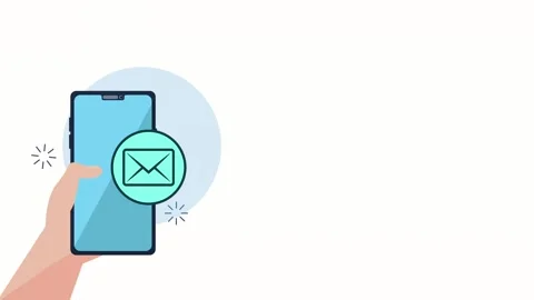 Flat animation of hand holding smartphone displaying various application ic.. Видео 334262939