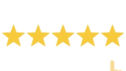 Flat animation of Online review, Customer giving review, Five Stars review, Hand Stock Footage 129878364