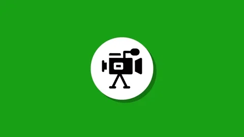 Flat animation of professional video camera icon on tripod within white cir.. Stock Footage 327762463