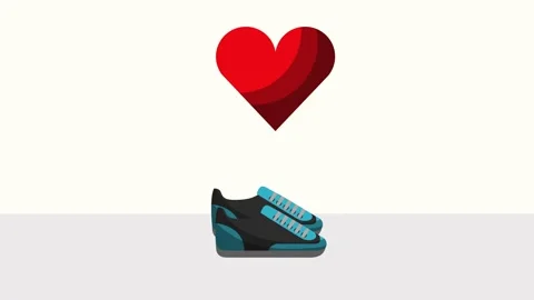 Flat animation of running shoes and heart rate pulse symbol on white backgr.. Vídeos de archivo 333295630