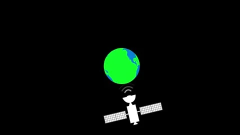 Flat animation of a satellite below a stylized earth Stock Footage 337024991