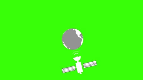 Flat animation of a satellite below a stylized earth Stock Footage 337025363