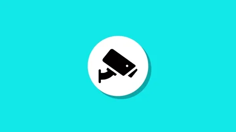 Flat animation of security camera icon appearing on white circle with shado.. Stock Footage 327762599