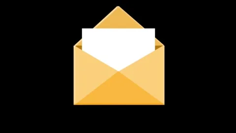 Flat animation of a yellow envelope opening to reveal a white letter inside Stock Footage 332855870