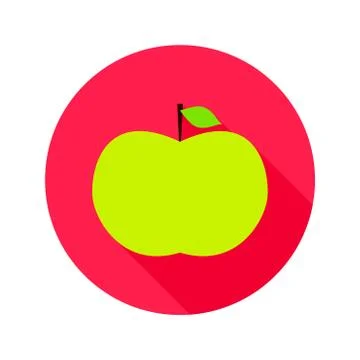 Flat Apple Circle Icon Stock Illustration