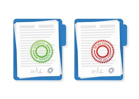 Flat approved rejected document for report design. Vintage vector illustration Stockillustratie