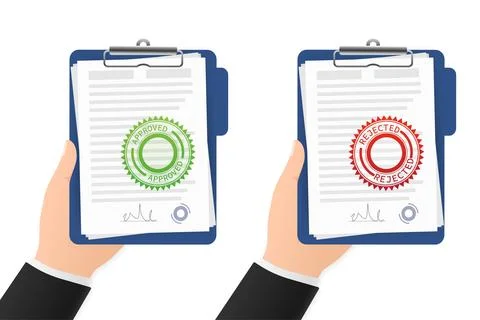 Flat approved rejected document for report design. Vintage vector illustration 스톡 일러스트