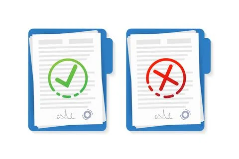 Flat approved rejected document for report design. Vintage vector illustration Stock Illustration