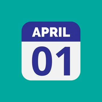Flat April 1 Calendar Date Icon Stock Vector Stock Illustration