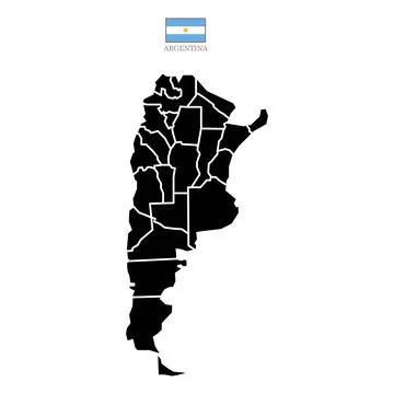 Flat Argentina map with division to region. Ilustración de archivo