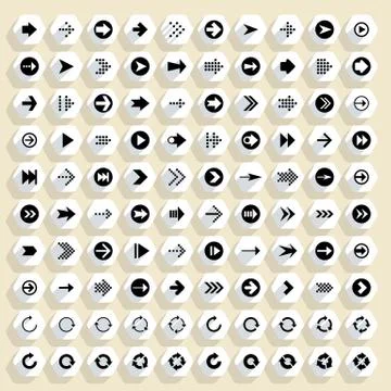 Flat arrow icon hexagon web button Illustrazione stock