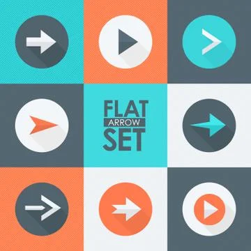 Flat arrow icons set Stock Illustration