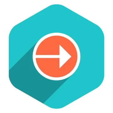 Flat Arrow Sign Circle Icon Hexagon Button Illustrazione stock