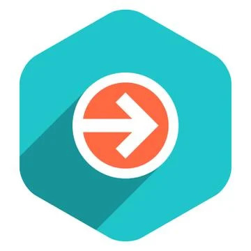 Flat Arrow Sign Circle Icon Hexagon Button Illustrazione stock