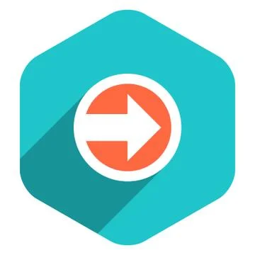 Flat Arrow Sign Circle Icon Hexagon Button Illustrazione stock