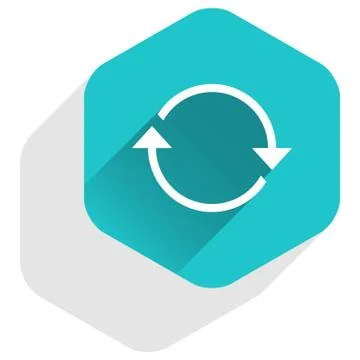 Flat arrow sign refresh icon hexagon button Illustrazione stock