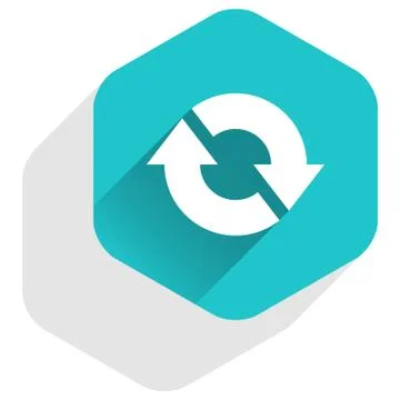 Flat arrow sign refresh icon hexagon button Stock Illustration