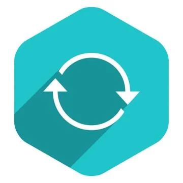 Flat Arrow Sign Refresh Icon Hexagon Button Stock-Illustration