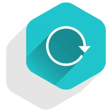 Flat arrow sign reload icon hexagon button Illustrazione stock