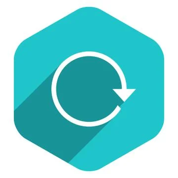 Flat Arrow Sign Reload Icon Hexagon Button Illustrazione stock