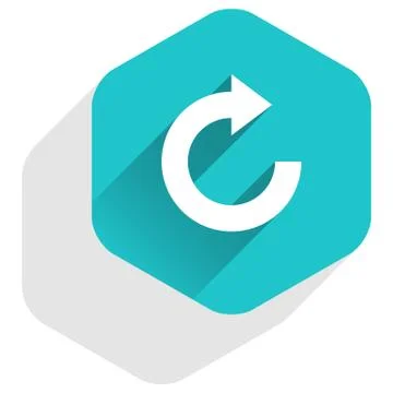 Flat arrow sign reset icon hexagon button 스톡 일러스트