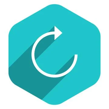 Flat Arrow Sign Reset Icon Hexagon Button Illustrazione stock