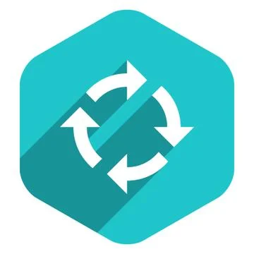 Flat Arrow Sign Rotation Icon Hexagon Button Stock Illustration