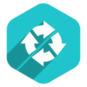 Flat Arrow Sign Rotation Icon Hexagon Button Stock Illustration